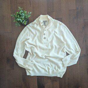CREAM BEIGE BUTTON DETAIL VINTAGE KNIT SWEATER